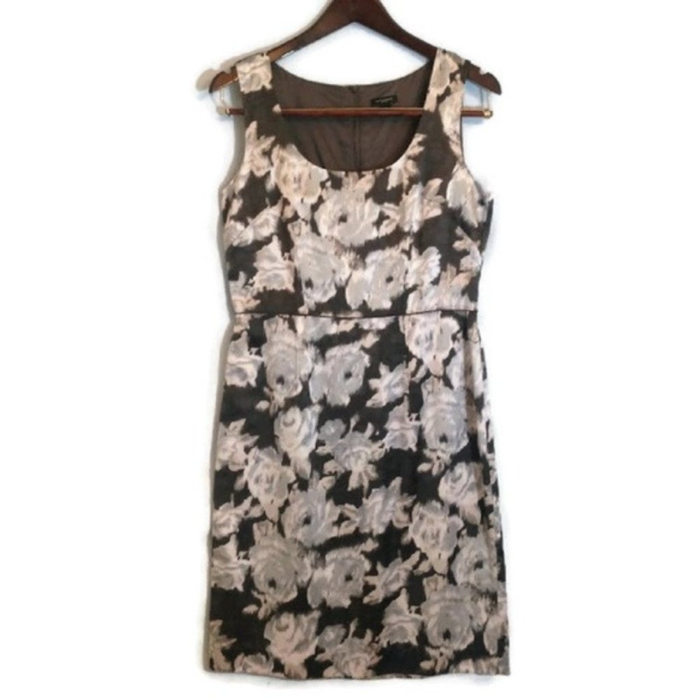 Ann Taylor Womens Gray Silver Floral Sheath Dress 4
